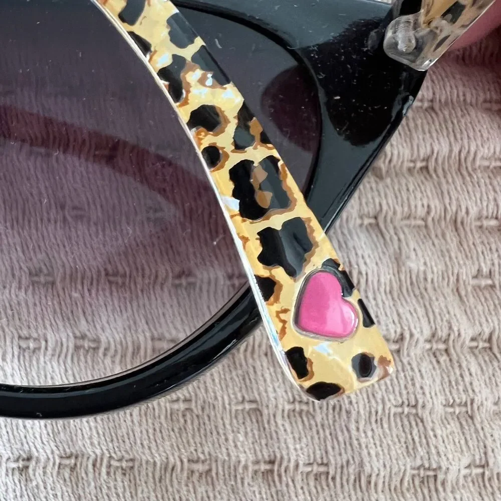 Betsey Johnson Sunglasses Womens Cat Eye Leopard Arms Animal Heart *FRAMES ONLY*